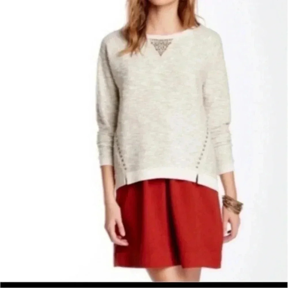 Lucky Brand Lucky Lotus mixed media sweater large